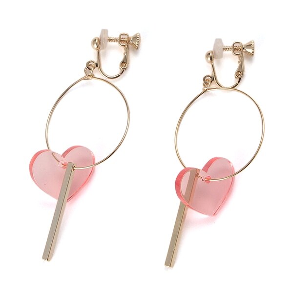 プラハート×スティックつきフープイヤリング