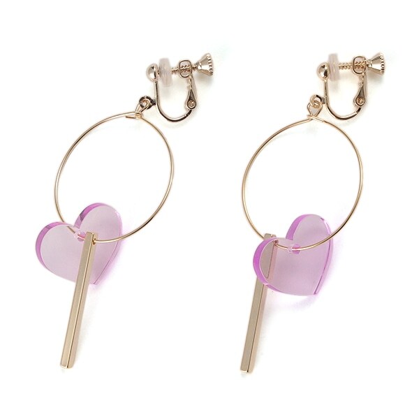 プラハート×スティックつきフープイヤリング