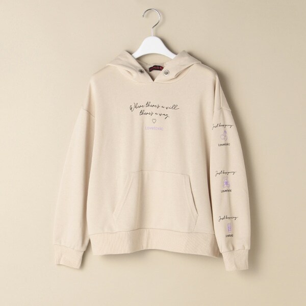 裏毛 袖ロゴワイドパーカー