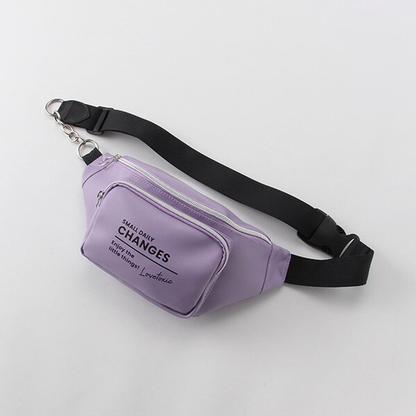 リングチェーンつき合皮ウエストバッグ