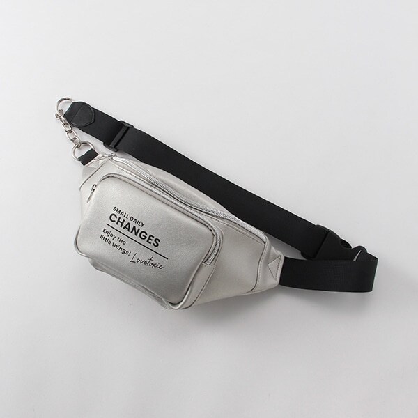 リングチェーンつき合皮ウエストバッグ