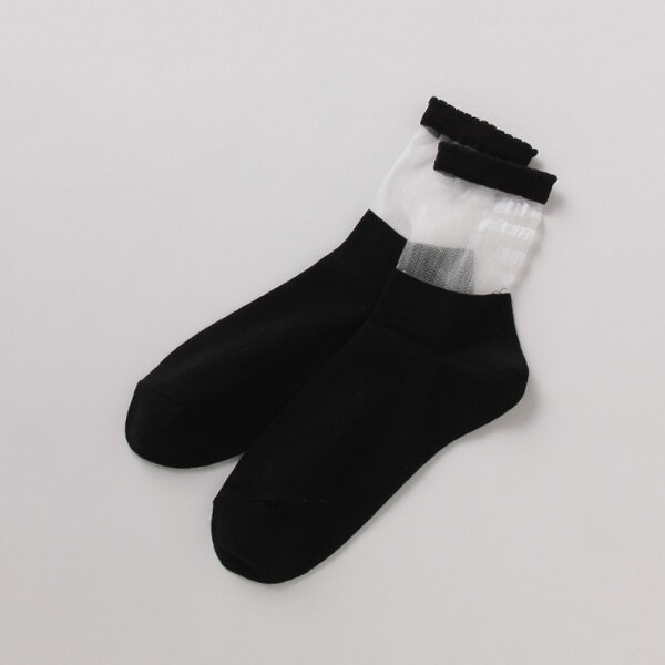 バックロゴ透けクルーソックス