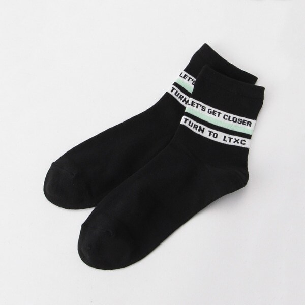 バイカラーラインロゴクルーソックス