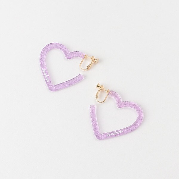 ハートフープクリアラメイヤリング