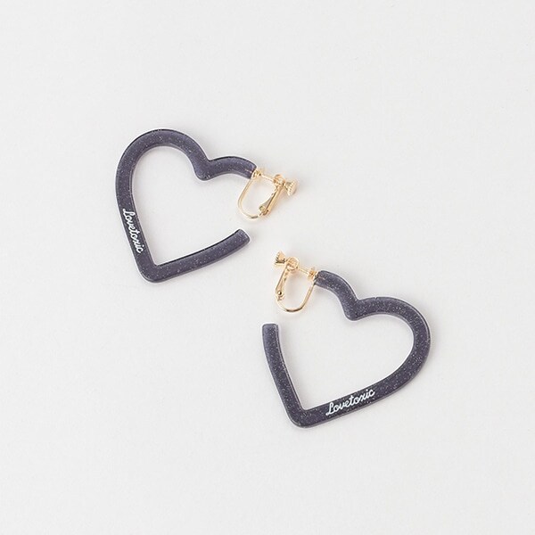 ハートフープクリアラメイヤリング