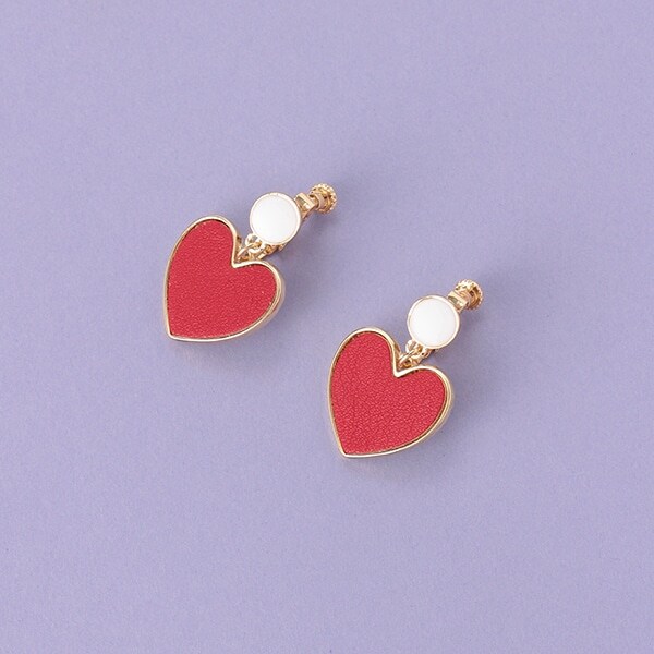 ハート合皮イヤリング