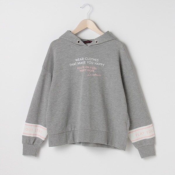 裏毛 袖切り替えロゴパーカー