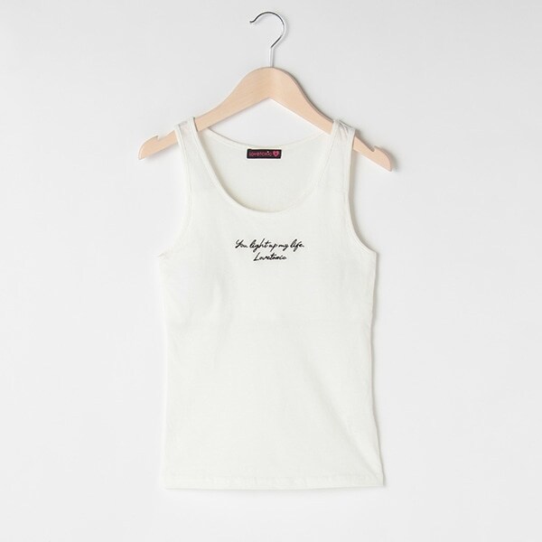 吸水速乾 カップつきロゴ刺しゅうタンクトップ