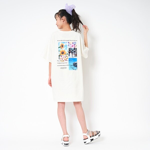 バックフォトプリントTシャツワンピース