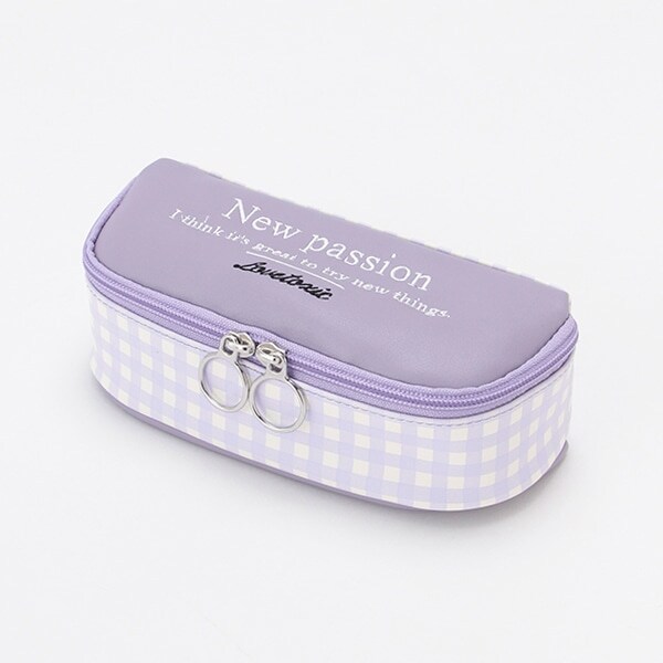 ロゴ刺しゅうギンガムポーチ