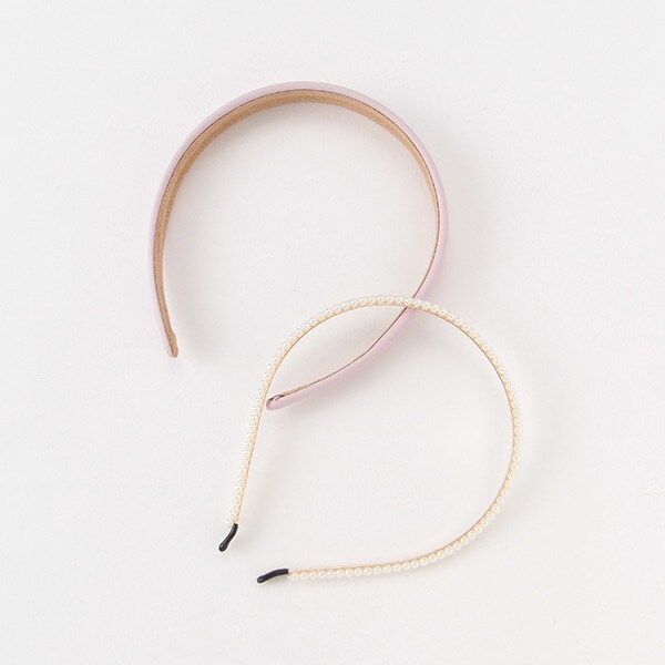 合皮×フェイクパールカチューシャ2本セット