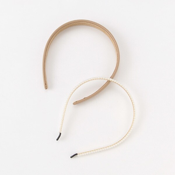 合皮×フェイクパールカチューシャ2本セット