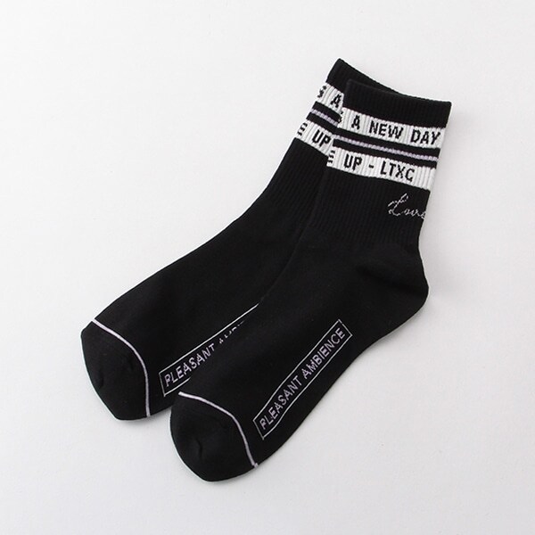 ラインロゴリブクルーソックス