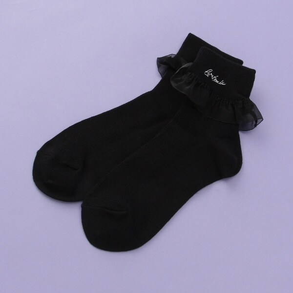 シアーフリルつきクルーソックス