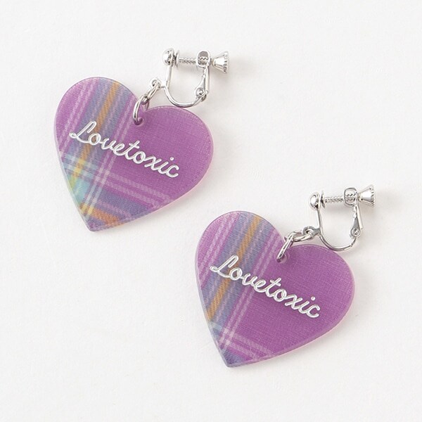 チェックハートイヤリング