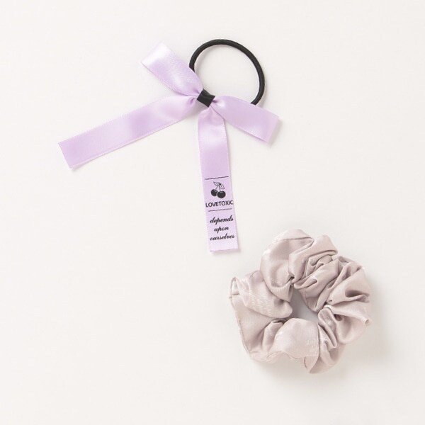 リボンヘアポニー×総柄シュシュセット