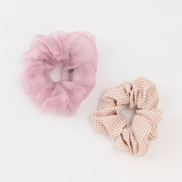 ギンガム×オーガンジーシュシュ2個セット