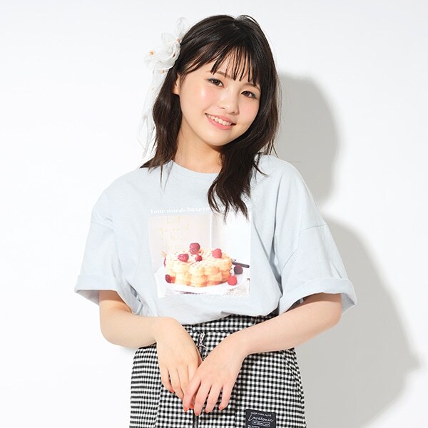 カフェフォトプリント半袖Tシャツ