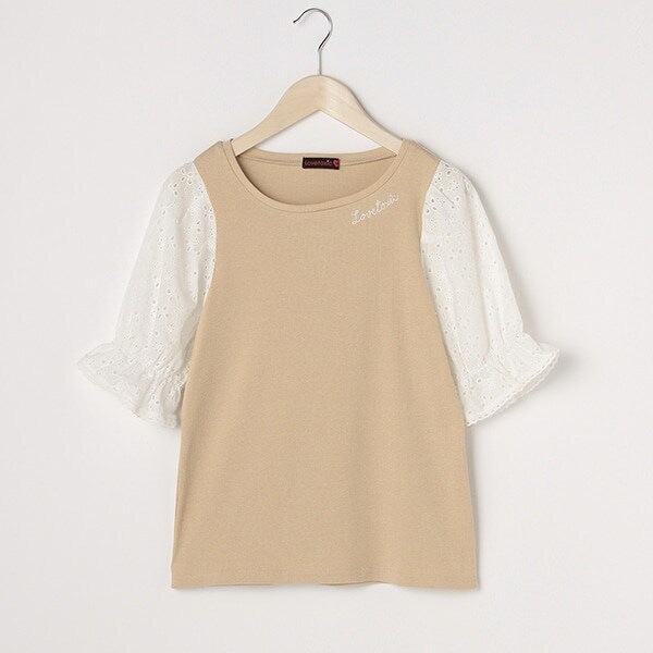 レース袖パフスリーブTシャツ