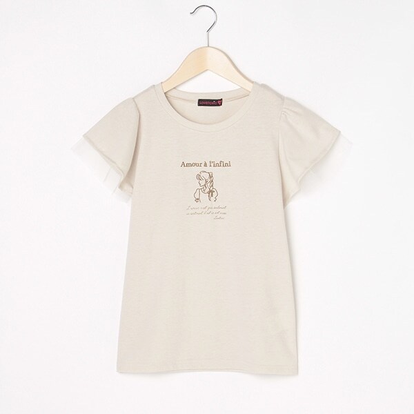 GIRL刺しゅうフリル袖半T