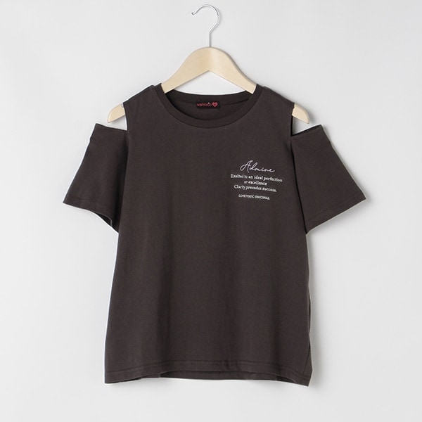 肩開き半袖Tシャツ