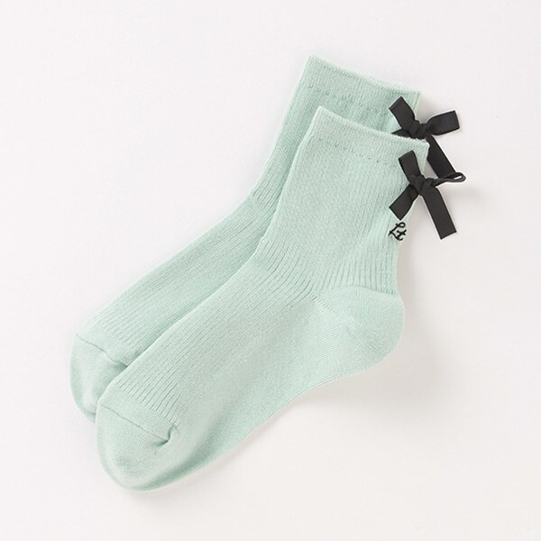 バックリボンクルーソックス