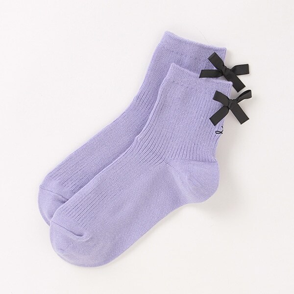 バックリボンクルーソックス