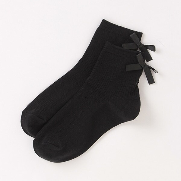 バックリボンクルーソックス