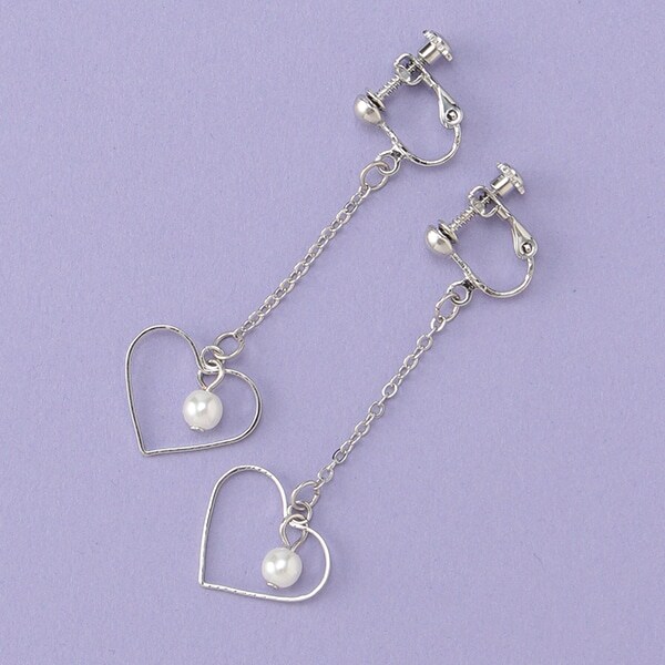 ハートパールイヤリング