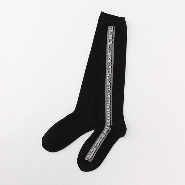 縦ロゴラインハイソックス