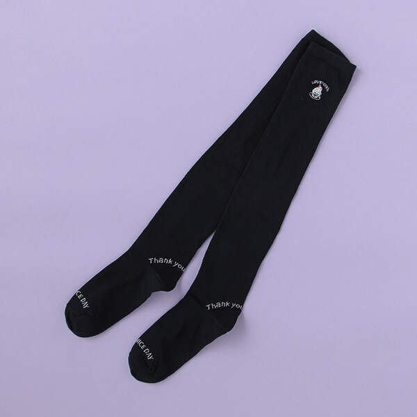 ワンポイント刺しゅうニーハイソックス