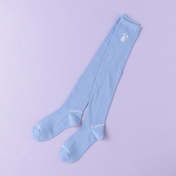 ワンポイント刺しゅうニーハイソックス