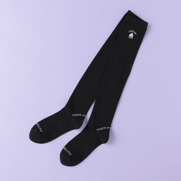 ワンポイント刺しゅうニーハイソックス