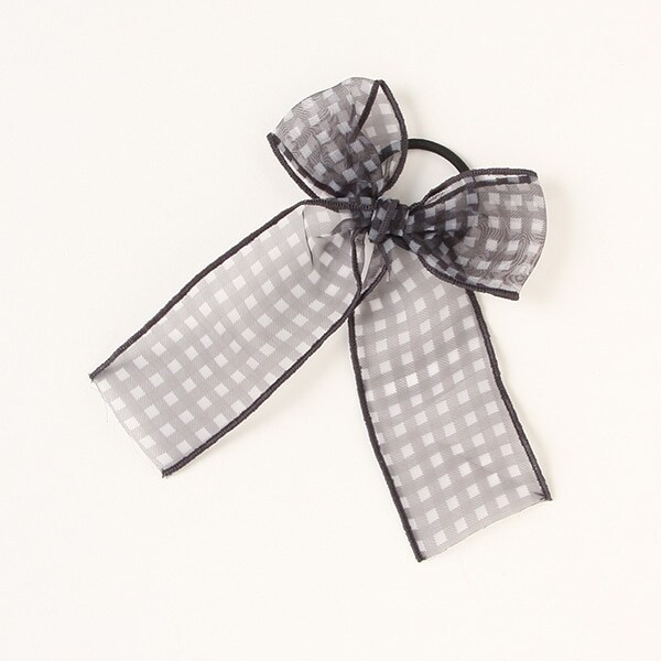 シアーチェックリボンヘアポニー