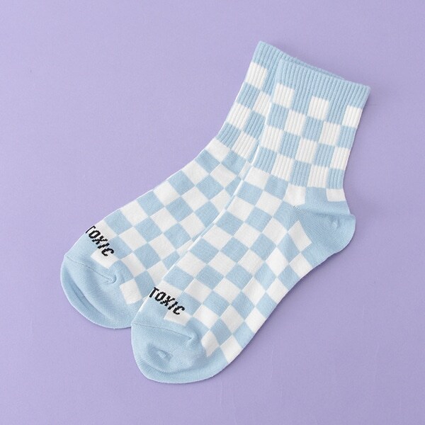 フラッグチェッククルーソックス