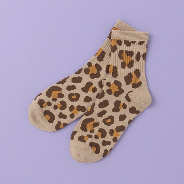 アニマル柄リブクルーソックス