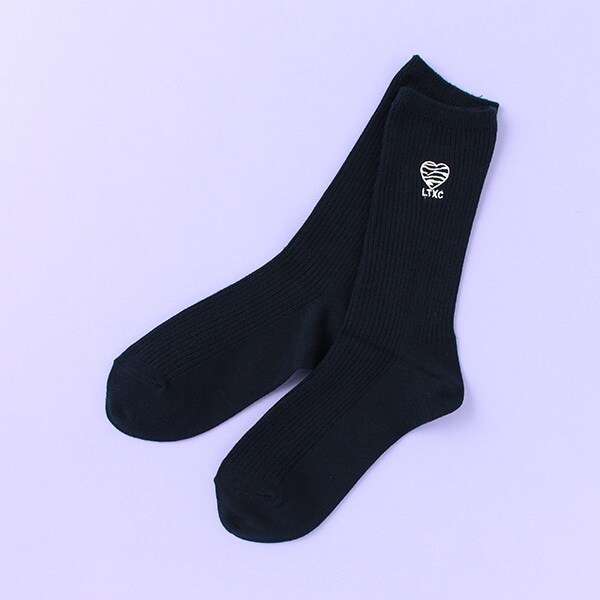 リブ刺しゅうクルーソックス