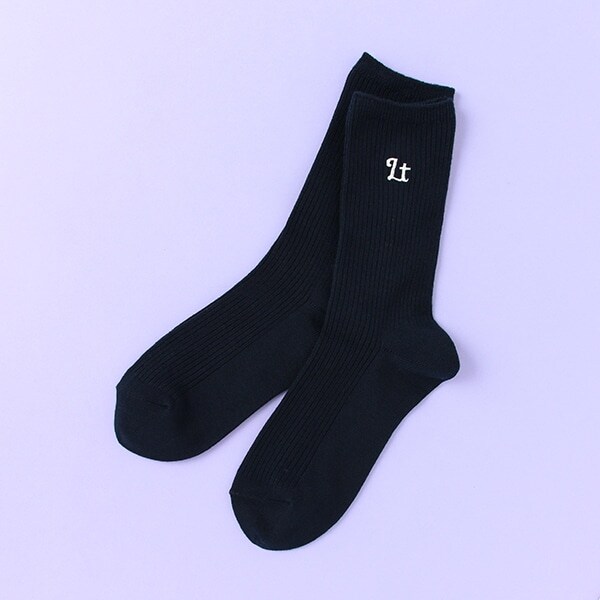 リブ刺しゅうクルーソックス