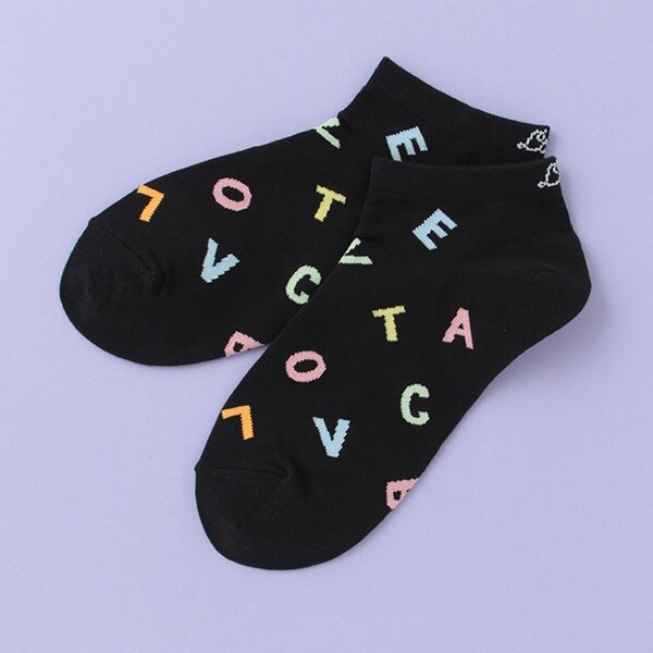 イニシャル総柄スニーカー丈ソックス