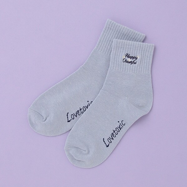 フラワーロゴ刺しゅうクルブシソックス