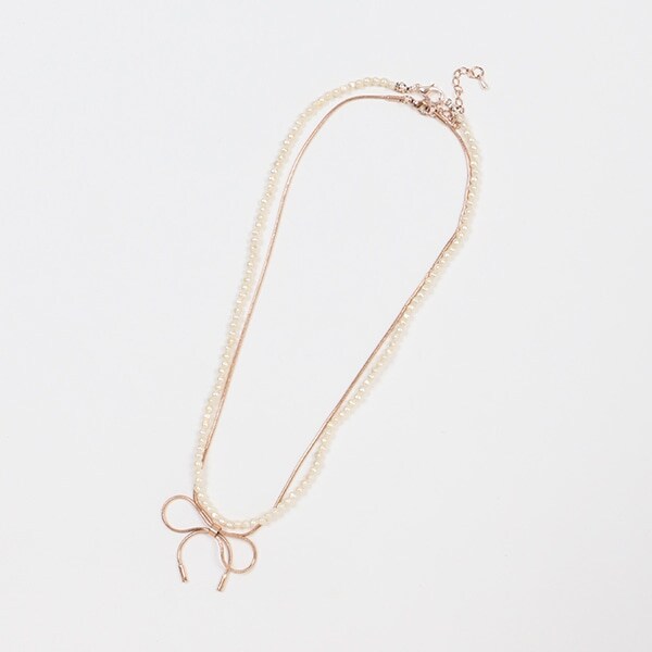 パールつきリボンネックレスSET