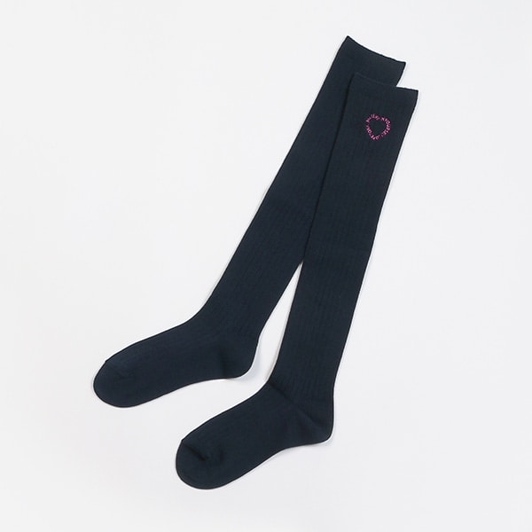 ロゴハート刺しゅうニーハイソックス