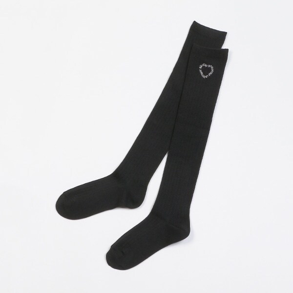 ロゴハート刺しゅうニーハイソックス