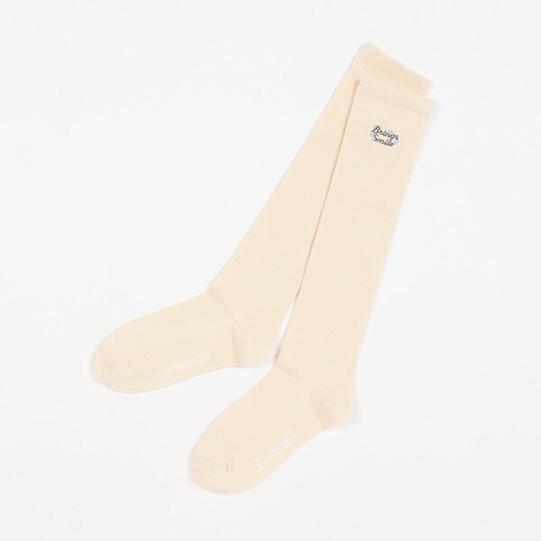 ロゴフラワー刺しゅうハイソックス