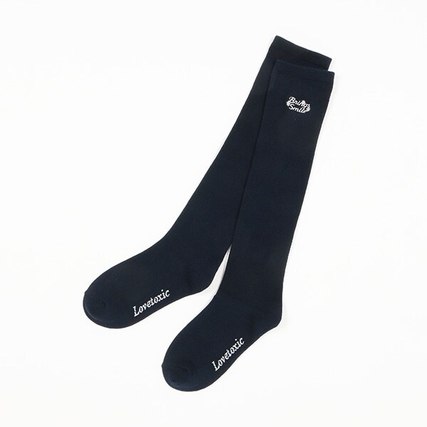 ロゴフラワー刺しゅうハイソックス