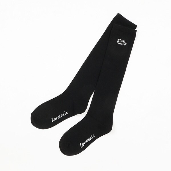 ロゴフラワー刺しゅうハイソックス