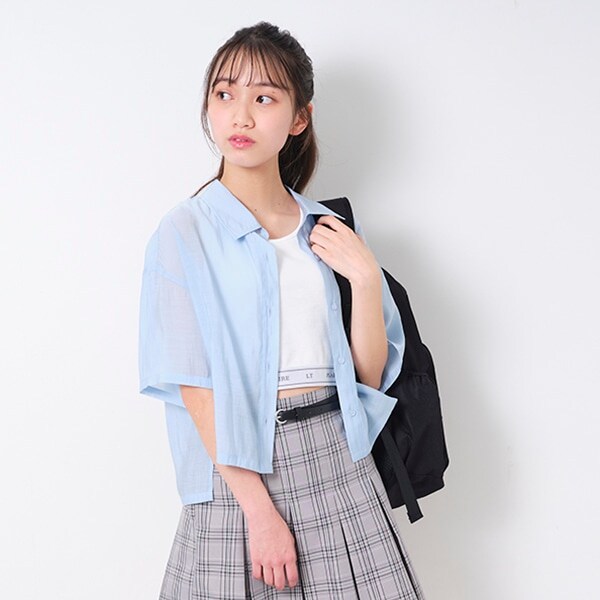 インナーつき半袖シアーシャツ