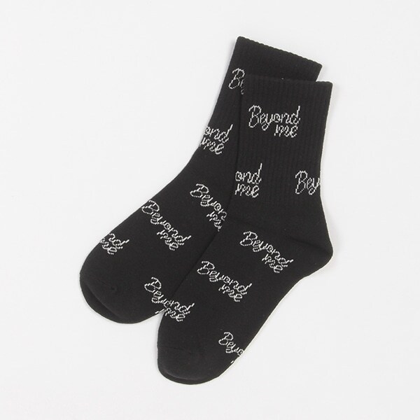 ロゴ総柄リブクルー