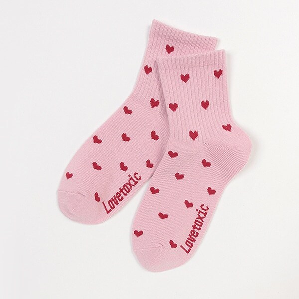 ハート柄クルーソックス