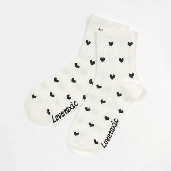 ハート柄クルーソックス